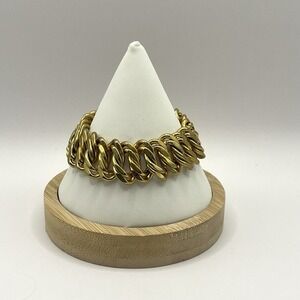 Monet Vintage Gold Tone Link Bracelet Womens Costume Abstract Chunky Signed 7.5"